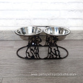 Dog Pet Feeding Bowl with Metal Holder